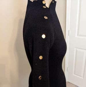 SHEIN mock turtleneck military style sweater with metal button black medium